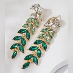 Crystal Leaf Drop Earrings